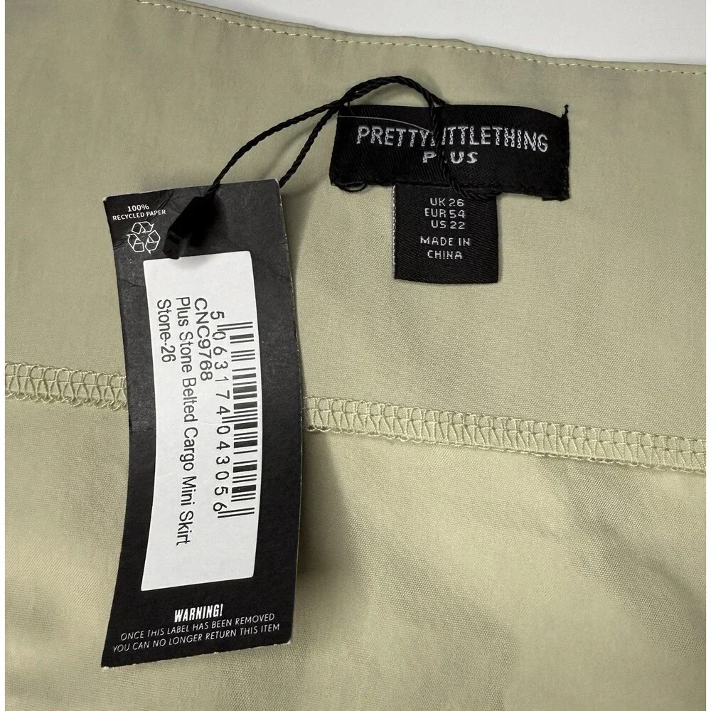 PrettyLittleThing Plus Khaki Cargo Mini Skirt Utility Y2K Womens Sz 22